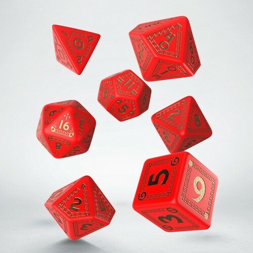 RuneQuest Pack de Dados rojo & dorado (7)